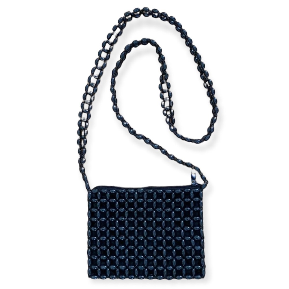 Vintage Beaded Crossbody Boho Shoulder Purse Bag Black
